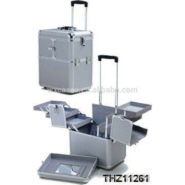 new design rolling cosmetic train case with 2 wheels